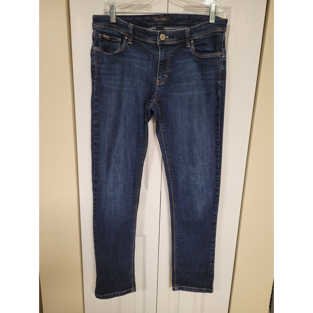 White House Black Market Slim Ankle Jeans Dark Wash Boho Indigo Size 8R 32x29
